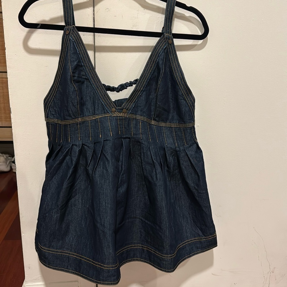 PILCRO AMIRA DENIM SWING BLOUSE